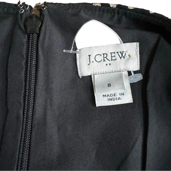 J Crew Black Gold Hearts Dress Crew Neck Short Sleeve Knee Length Sheath 8 NEW - Picture 7 of 10